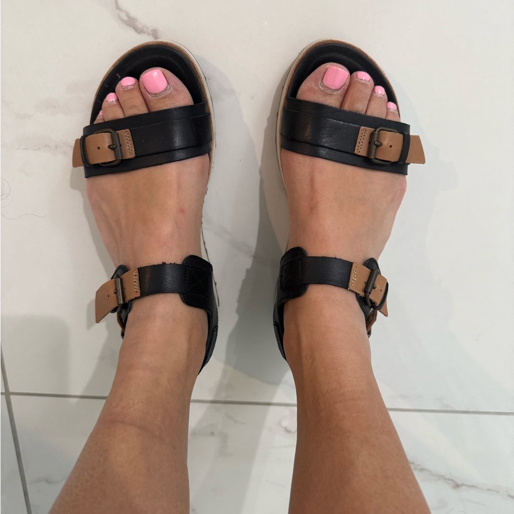 Stylish Black and Tan Sandals